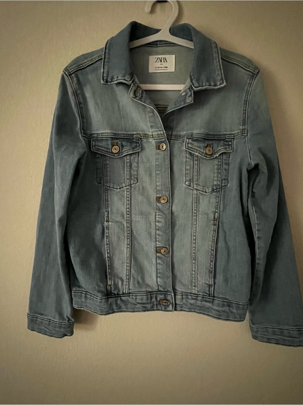Zara Girl’s Denim Jacket with Button-Front Pockets Sz 13/14
